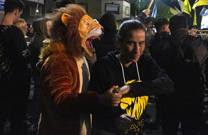 Festejos en el cierre de campaña de Javier Milei 18.10.2023