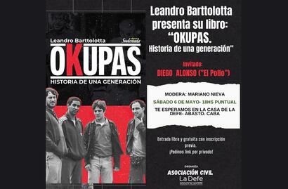 Flyer charla libro Okupas