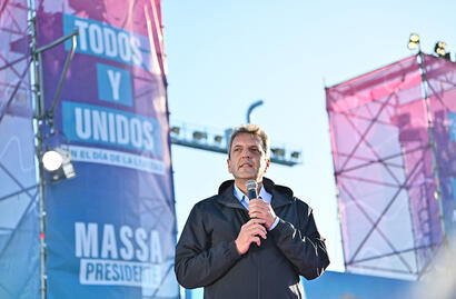 Sergio Massa en el cierre de campaña 2023 en Arsenal