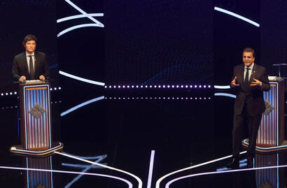 Sergio Massa y Javier Milei en el debate presidencial 2023-2_Telam
